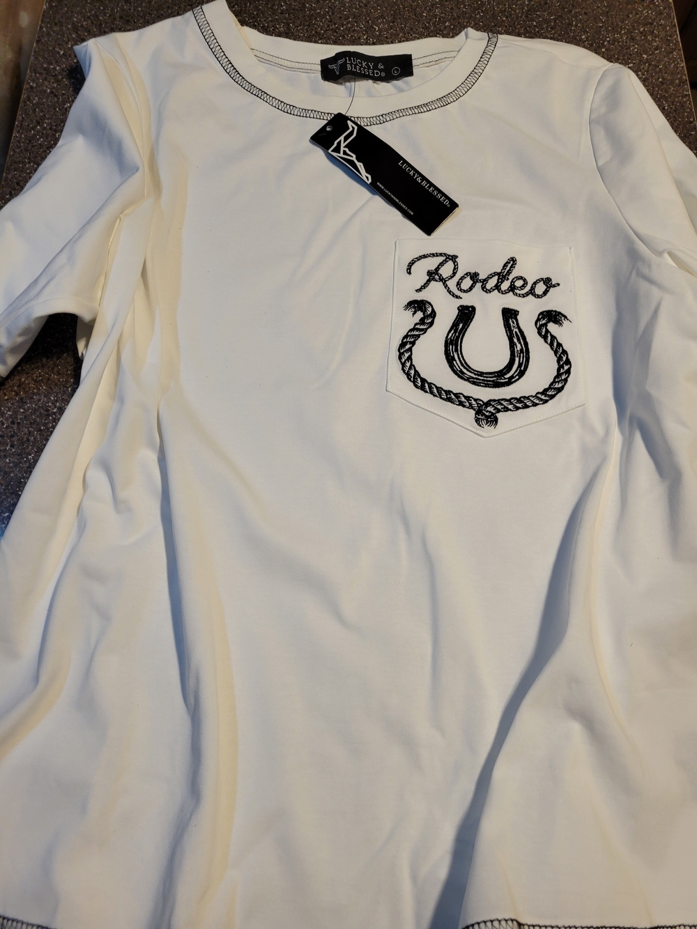White 'Rodeo' Pocket Graphic Long Sleeve Shirt